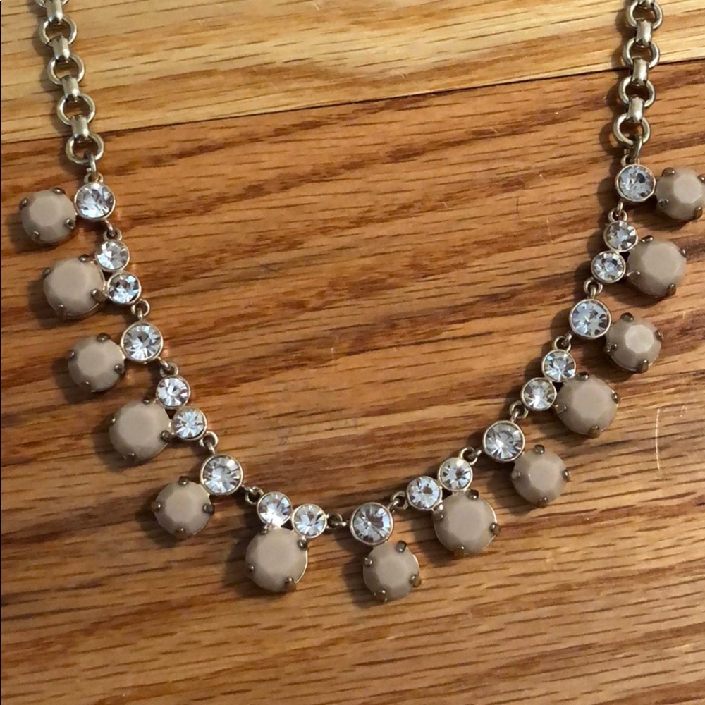 J. Crew Taupe & Crystal Necklace